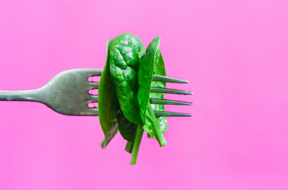 Frische Feldsalat-Blätter auf einer Gabel – ein gesunder Winter-Salatklassiker, ideal für regionale Küche und leichte Rezepte.