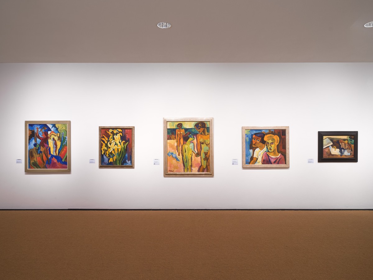 substantial-times-immer-wieder-muss-die-welt-neu-gesehen-werden-01 Ausstellungsansicht mit fünf Werken von Karl Schmidt-Rottluff im Brücke-Museum, Berlin.