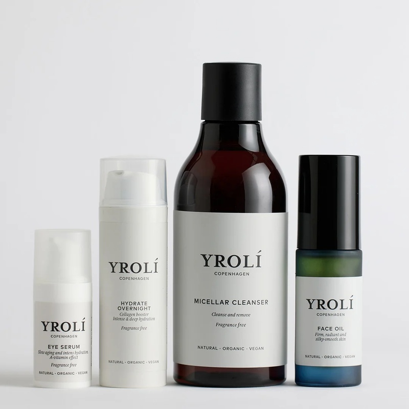 Face Care Kit“ von Yroli Copenhagen mit vier Hautpflegeprodukten